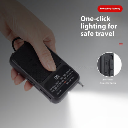 Kompakt FM/AM-radio med ficklampa