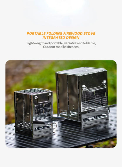 Bärbar kok- och grillspis i rostfritt stål