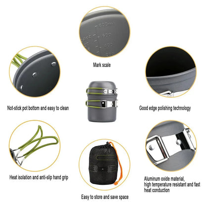 Kompakt köksredskapsset för utomhusbruk