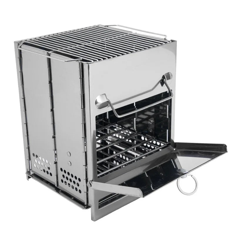 Bärbar kok- och grillspis i rostfritt stål