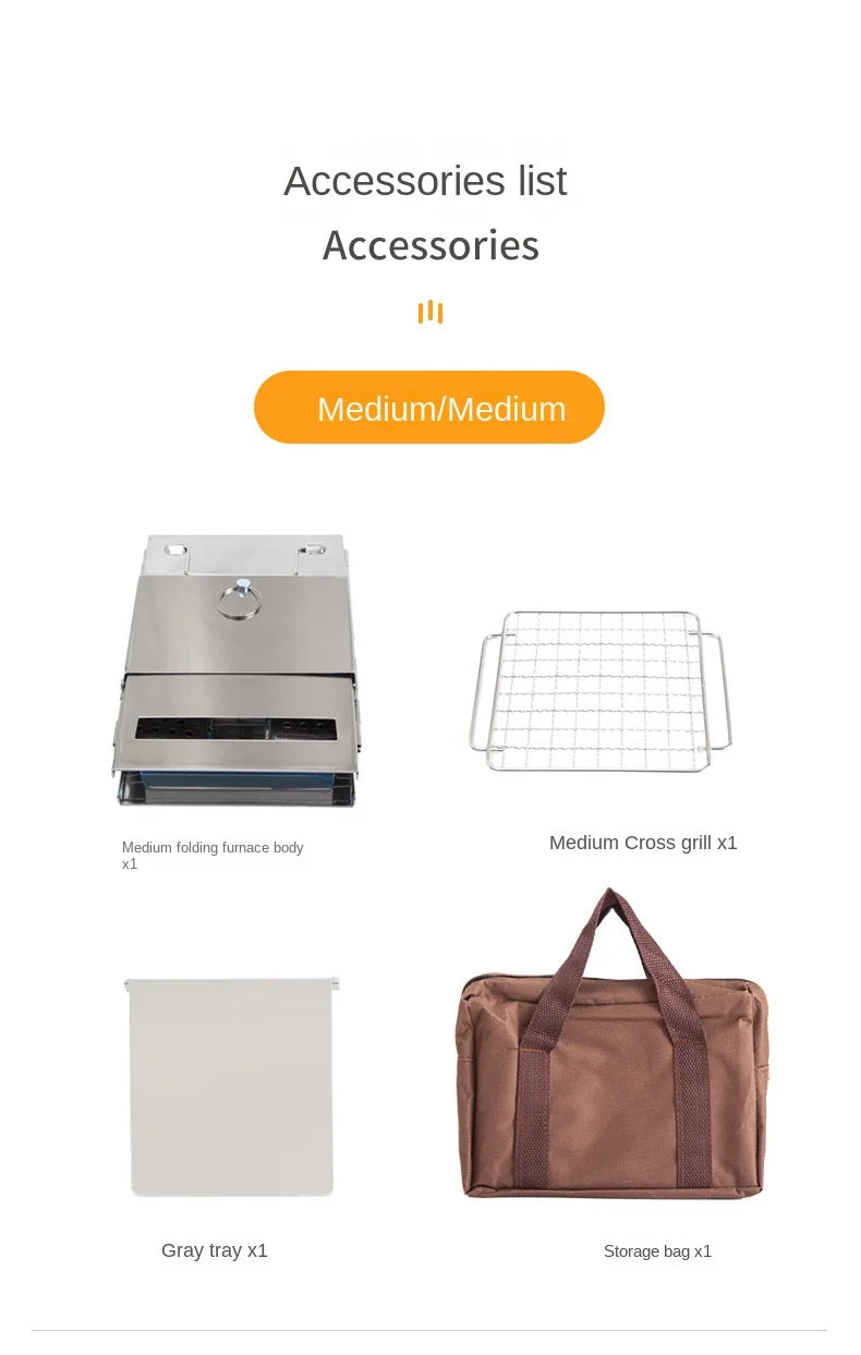 Bärbar kok- och grillspis i rostfritt stål