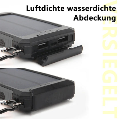 Solcellsdriven powerbank 20000mAh med SOS-ficklampa och USB-portar