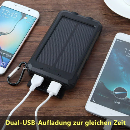 Solcellsdriven powerbank 20000mAh med SOS-ficklampa och USB-portar